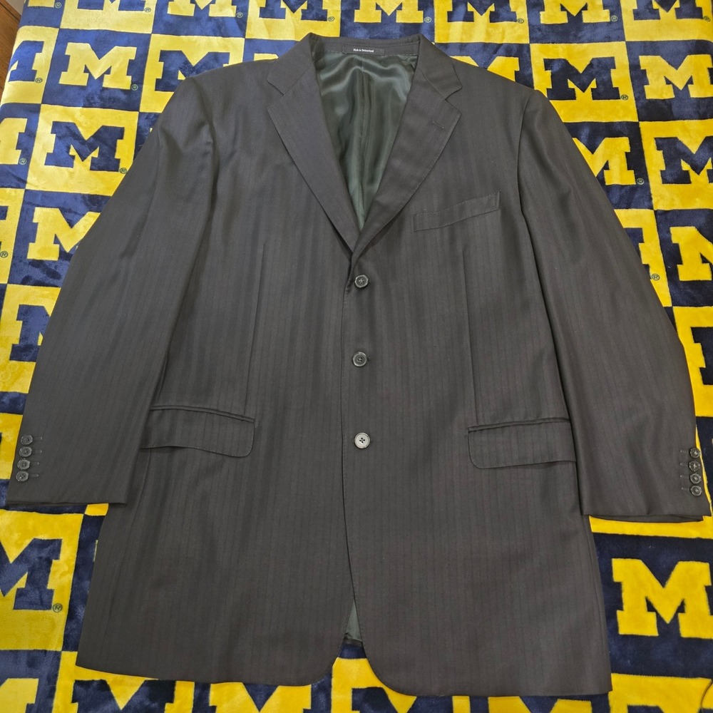 Ermenegildo Zegna Traveller Blazer Mens 62L Brown Pinstripe Wool Jacket Swiss